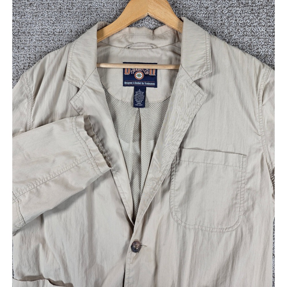 Duluth‎ Trading Co Mens Beige Cotton Blazer Jacket Size L 2 Button Lined